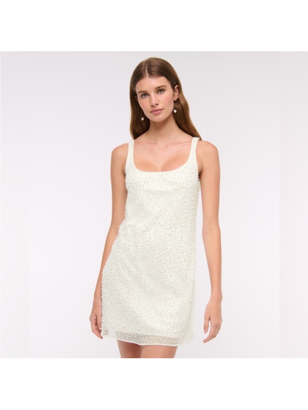 Abercrombie & Fitch Ivory Beaded Backless Slip Dress